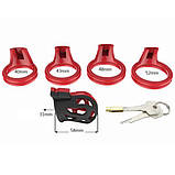 Пластиковий пояс вірності Male Chastity Device Cocks Cage Red, фото 3