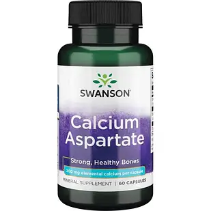 Swanson Calcium Aspartate Кальцій біодоступний (аспартат) для швидкого засвоєння, 60 капсул. До 11/2026
