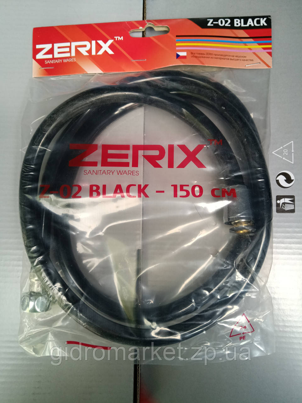 ZERIX Z-02 BLACK Шланг душовий чорний (150 см) (ZX3280)