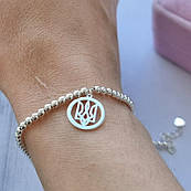 Браслет срібний Тризуб - герб України у колі