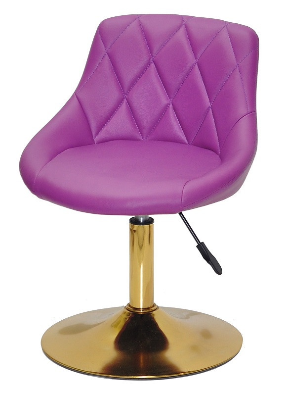 Стілець Foro (Форо) GD-Base пурпуровий (фіолетовий) шкірзам на золотій круглій нозі-опорі з регульованою висотою, фото 1