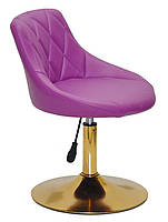 Стілець Foro (Форо) GD-Base пурпуровий (фіолетовий) шкірзам на золотій круглій нозі-опорі з регульованою висотою, фото 4