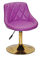 Стілець Foro (Форо) GD-Base пурпуровий (фіолетовий) шкірзам на золотій круглій нозі-опорі з регульованою висотою, фото 2