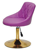 Стілець Foro (Форо) GD-Base пурпуровий (фіолетовий) шкірзам на золотій круглій нозі-опорі з регульованою висотою, фото 3