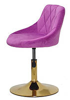 Стілець Foro (Форо) GD-Base бузковий 1022 (фіолетовий) велюр на золотій круглій нозі-опорі, регульованій висотою, фото 3