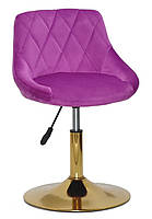 Стілець Foro (Форо) GD-Base бузковий 1022 (фіолетовий) велюр на золотій круглій нозі-опорі, регульованій висотою, фото 2