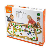 Іграшкова залізниця Viga Toys дерев'яна 90 ел. (50998)