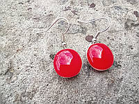 Сережки скляні червоні/ серьги стеклянные алые