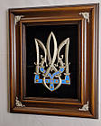 Великий настінний Герб України, різьблений Тризуб з масиву дуба 75Х62Х8см