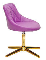 Стілець Foro GD-Modern Base пурпуровий 1010 шкірозамінник, на золотій хрестовині зі стопами, регулювання висоти, фото 4