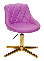 Стілець Foro GD-Modern Base пурпуровий 1010 шкірозамінник, на золотій хрестовині зі стопами, регулювання висоти, фото 2
