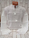 Чоловіча сорочка з вишивкою, вибілений льон, біла вишивка, 56-58 р-ри, фото 7