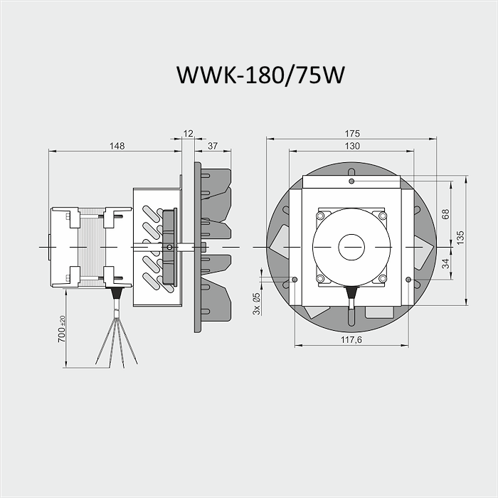 WWK180/75w Вентилятор дымосос - фото 2 - id-p260040401