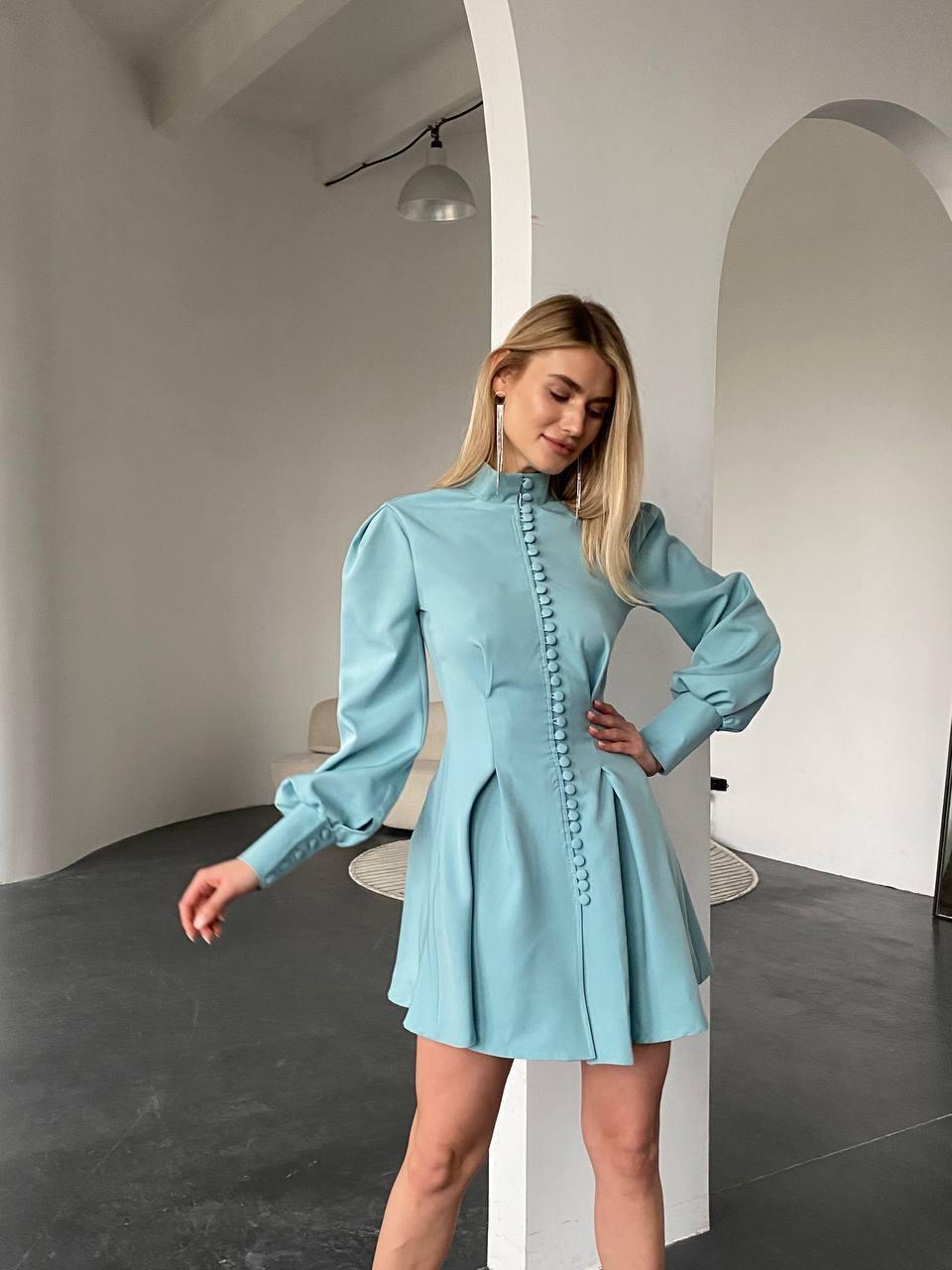 Красива жіноча сукня міні Світлана із об'ємними рукавами та гудзиками Smf74949