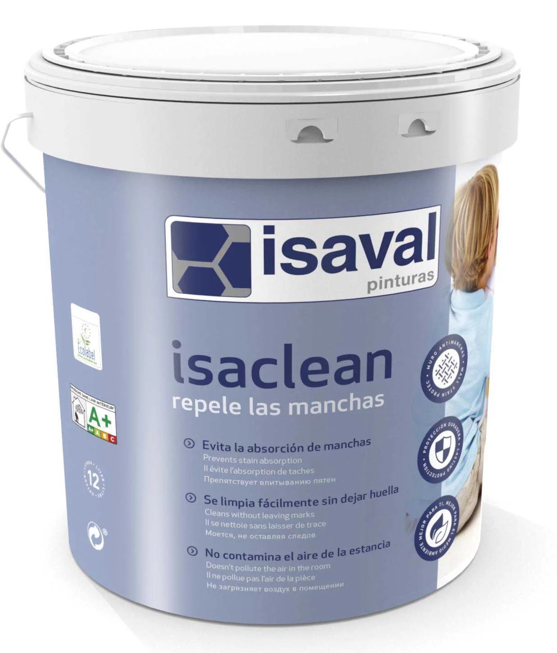 Фарба інтер'єрна для стін Isaval Isaclean, банка 12 л