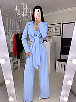 Стильний костюм трійка Шанс жіночий стильний піджак на зав'язці, топ з плетінням і штани Df5348, фото 5