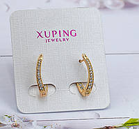 Сережки стрілки Xuping Jewelry з білими фіанітами - позолота 18К, висота 21мм, ширина 5мм