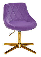Стілець Foro GD-Modern Base пурпуровий 1013 велюр, на золотій хрестовині зі стопами, регулювання висоти, фото 2