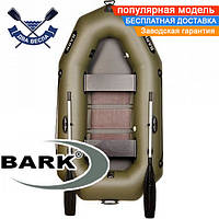 Надувная лодка Барк В-230С двухместная гребная лодка ПВХ Bark B-230C реечный настил гребний човен гумовий