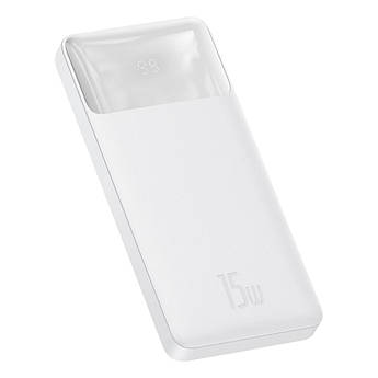 Повербанк Baseus 10000 mAh 15W зі швидким заряджанням Bippow Digital Display White