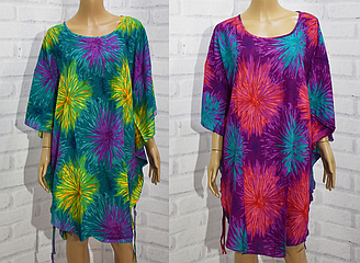 Плаття-туніка жіноче літнє з рукавом Кажан, середньої довжини, штапель, SAIMEIQI (розмір 6XL)