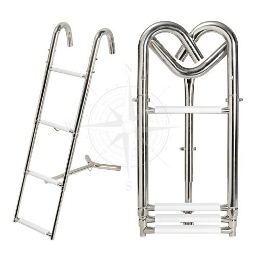 Трап для човна катера та яхти носовий телескопічний розкладний 4 ступені неіржавка сталь Osculati