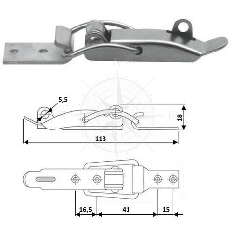Засувка важільна для човна та катера 113 мм неіржавка сталь Osculati, фото 1