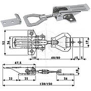 Засувка для судна важільна регульована 138/150 мм неіржавка сталь Osculati
