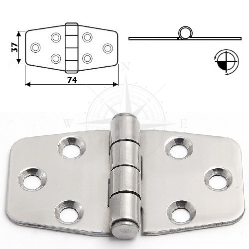 Петля судова 74×37 мм товщина 2 мм неіржавка сталь Osculati