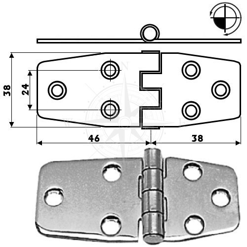 Петля судна 84×38 мм товщина 2 мм неіржавка сталь Osculati