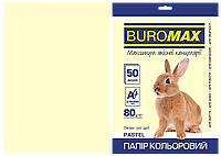 Бумага офисная цветная A4 Buromax Pastel, 80 г/м2, пастельная 50 л, Кремовый