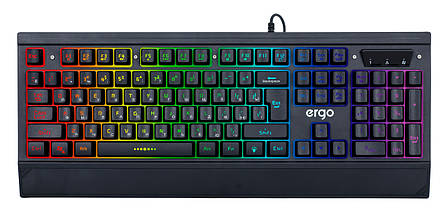 Клавіатура провідна ігрова ERGO KB-640 RGB з підсвіткою Чорний, фото 1