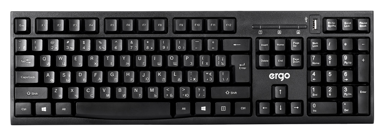 Клавіатура провідна ERGO K-280HUB Чорний