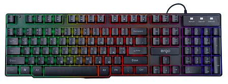 Клавіатура провідна ігрова ERGO KB-610 RGB з підсвіткою Чорний, фото 1