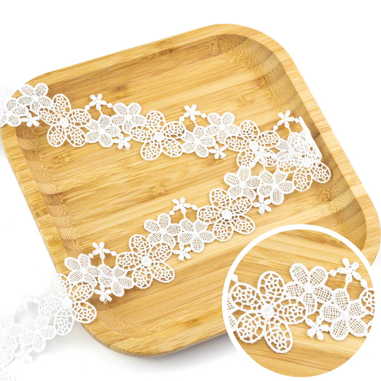 Біле мереживо Квіти 31мм, відріз 70см MER022, фото 1