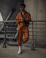 Мужской стильный кэжуал костюм на пуговицах на весну/лето оранжевый