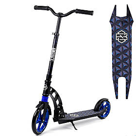 Самокат двоколісний (колеса PU 230 та 180 мм) Best Scooter 81246 Чорно-синій
