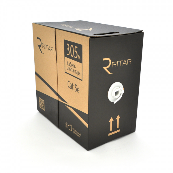 Кабель КНП UTP (4 * 2 * 0.5) 4p 24 AWG, Ritar, (CCA), ізоляція ПЕ, для зовн. робіт, 100м, Black, Q4