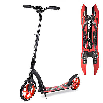 Самокат двоколісний (колеса PU 230 та 200 мм) Best Scooter 40860 Чорно-червоний