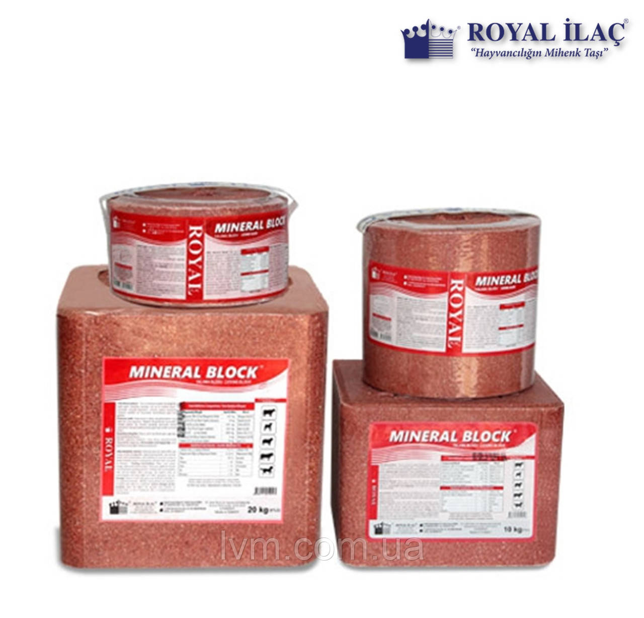 Соляний лизунець з мінералами 10кг Mineral Bloc, для всіх видів тварин ROYAL ILAC