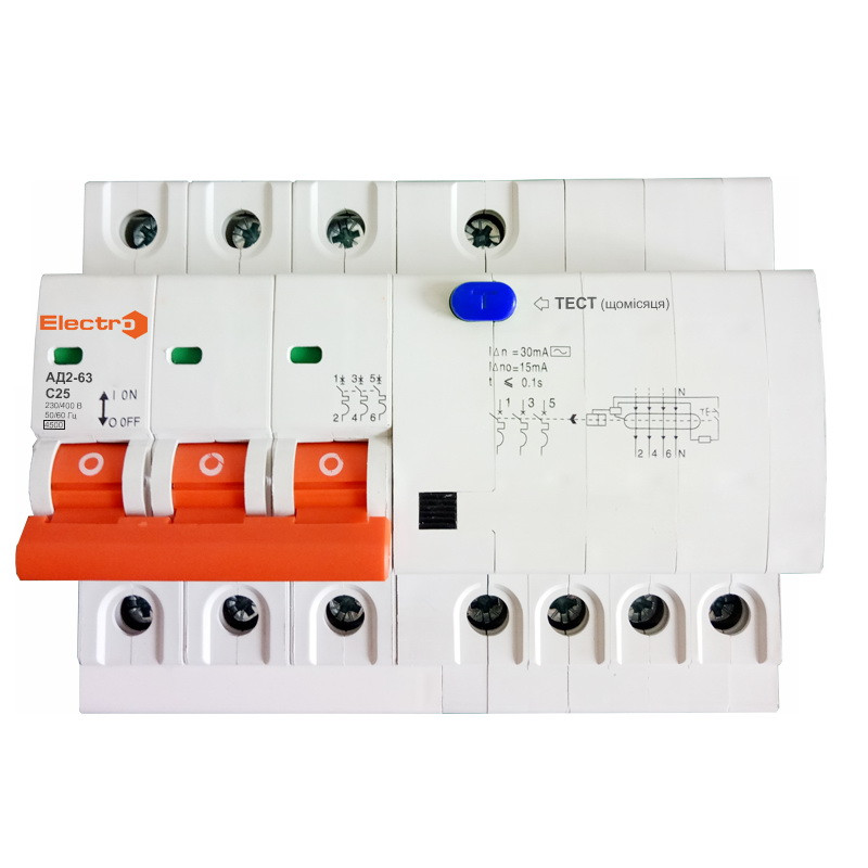 Купити Диф. автомат АД 2-63 4Р 16А 30mA 4,5кА Electro за оптовою ціною ...