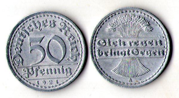 Німеччина Веймарська республіка 50 пфенінгів 1919-1923г.