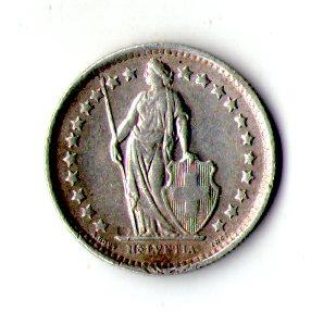 Швейцарія 1 /2 франка, 1963 рік — срібло No1139