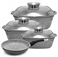 Набір Кухонна посуду Unigue UN-5531 Набір Каструль з Гранітним Покриттям 7 Предметів (13341)