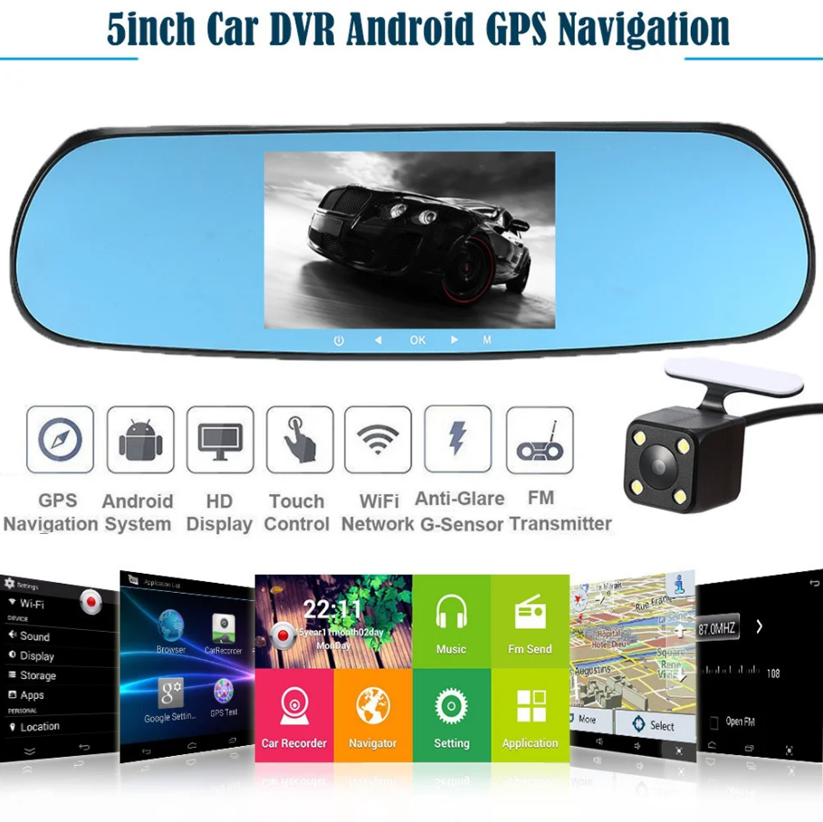 Видеорегистратор-зеркало DVR CT600 две камеры FullHD / Android / GPS / WiFi - фото 1 - id-p1181629380