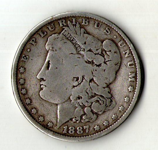 США 1 долар, 1887 Долар Моргана Срібло 0.900, 26.g, menu 38.1m No198