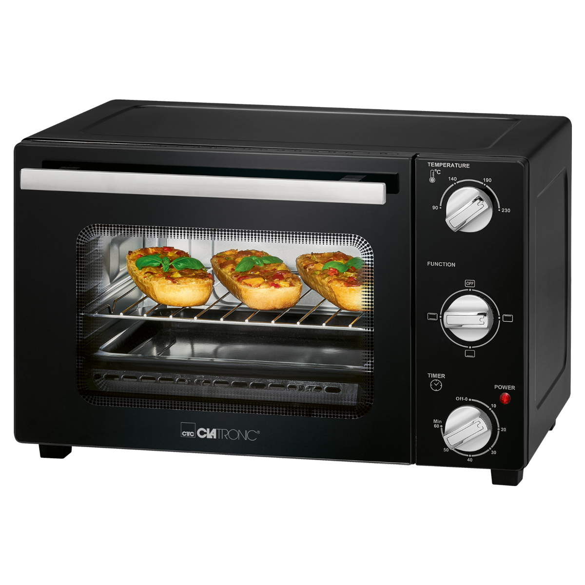 Електрична піч духовка настільна CLATRONIC MBG 3726 Black (20 л, 1300 Вт, Німеччина)