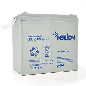 Акумуляторна батарея MERLION AGM GP12550M6 12 V 55 Ah ( 225 x 135 x 210 (215) ) Q1