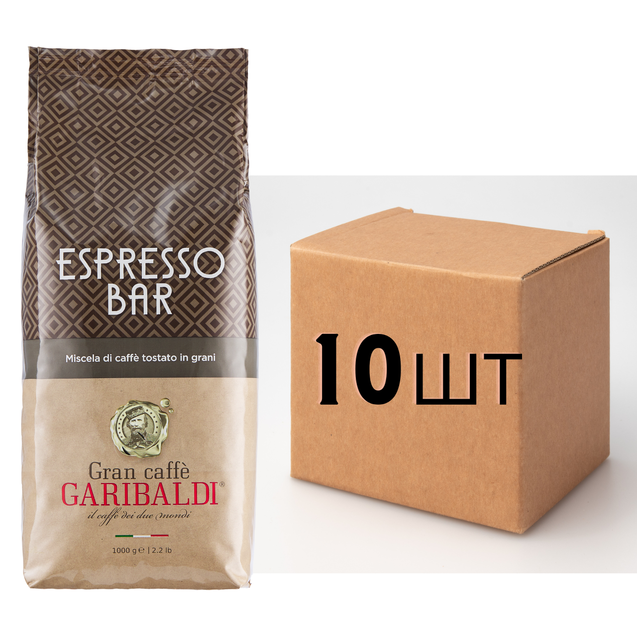 Ящик кофе в зернах Garibaldi Espresso Bar 1 кг (в ящике 10шт) - фото 1 - id-p1611668864
