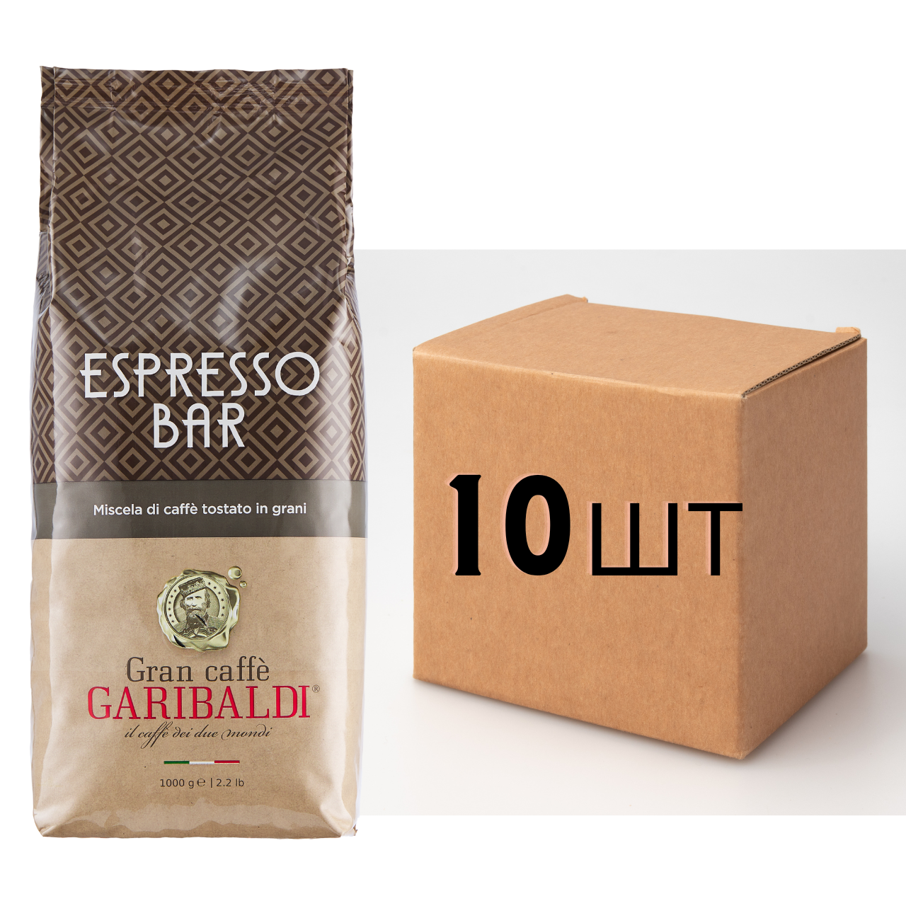 Ящик кави в зернах Garibaldi Espresso Bar 1 кг (у ящику 10шт)